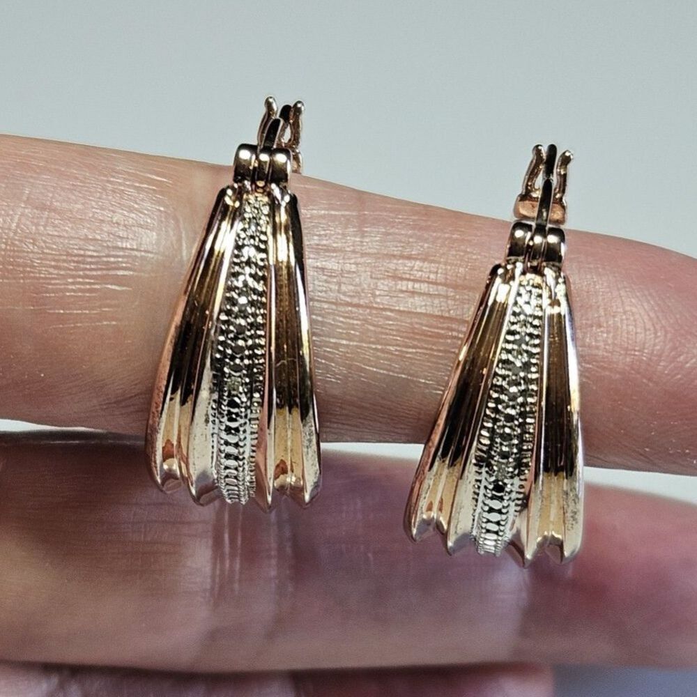 Classic Treasures 18K Gold Over Brass Diamond Accent Hoop Earrings